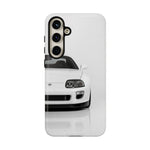 White MK4 Supra Phone Case, Retro 90s JDM Tough Cover for Car Enthusiasts