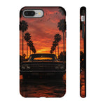 Black Impala Lowrider Sunset Tough Phone Case - Palm Silhouette