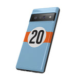 Copy of Blue Orange Number 20 Retro Racing Stripe Tough Phone Case Cover