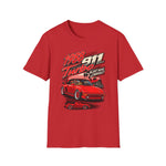 1988 Porsche 911 Turbo Slant Nose Cabriolet T-Shirt — Red Sports Car Graphic