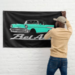 1957 Bel Air Convertible Wall Flag Banner 34x56 Turquoise Tri-Five Decor
