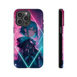 Anime Girl Phone Case Teal, Neon Kanji Calm Gradient Tough Cover