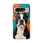 Boston Terrier Pop-Art Portrait Tough Phone Case - Teal Orange