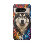 Alaskan Malamute Portrait Tough Phone Case - Vivid Paint Splatter