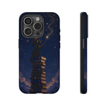 Starry Wizard Cat on Books phone case