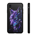 Holographic Wolf Phone Case, Fractured Prism Iridescent Cover