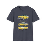 Yellow 1955 Chevy Bel Air T-Shirt | Vintage Classic Car Trio Illustration