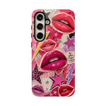 Pop Art Kiss Lip Pattern Phone Case | Bold Lightning Star Collage