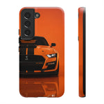 Orange Mustang Art Phone Case, GT500 American Muscle Car Tough Cover for Male
