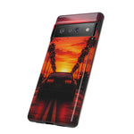 Matte Black MK4 Supra Sunset Tough Phone Case - Palm Silhouette