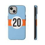 Copy of Blue Orange Number 20 Retro Racing Stripe Tough Phone Case Cover