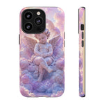 Cherub Cloud Throne Phone Case, Pastel Marble 3D Render Cover