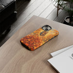 Yorkshire Terrier Jumping in Autumn Leaves Tough Case | Fall Dog Phone Cover