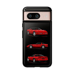 C4 Corvette Art Phone Case Red, Three-View Vector Cover, Gift