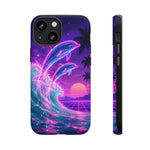 Neon Dolphin Ocean Vaporwave Art Tough Phone Case