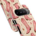Pink Cowboy Boots phone case | Western pattern | Pastel stars