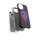 Glitch Peace Sign Phone Case, RGB Melt Digital Art Tough Cover, Gift