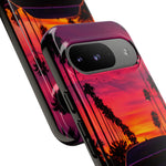 Matte Black Challenger Sunset Tough Phone Case - Palm Silhouette