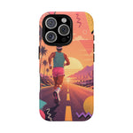 Retro Runner Sunset phone case | 80s Vaporwave jogging design