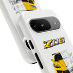 Z06 Corvette Phone Case, Yellow Sketch Reveal Chrome Cover