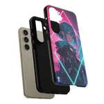 Anime Girl Phone Case Teal, Neon Kanji Calm Gradient Tough Cover