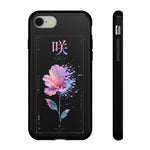 Glitch Bloom Flower Art Tough Phone Case - Pastel on Black