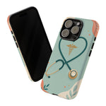 Stethoscope Heart Phone Case, Nurse Icon Teal Cover