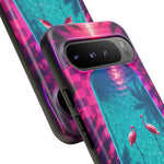 Neon Flamingo Pool Vaporwave Art Tough Phone Case