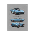 1967 Blue C2 Corvette Convertible Blanket | Classic Car Sketch Throw