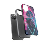 Anime Girl Phone Case Teal, Neon Kanji Calm Gradient Tough Cover