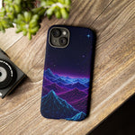 Retro Neon Mountains Phone Case | Vaporwave Galaxy Landscape