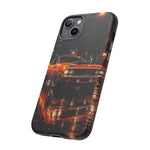 Orange Cuda Phone Case, Rainy City Night Muscle Car Tough Cover
