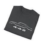 1970 442 Classic Muscle Car Outline T-Shirt Line Art Silhouette Emblem Car Fan Gift