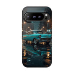 Vintage Teal 1957 Bel Air Classic Car Tough Case | Retro Rainy City Phone Cover