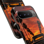 Black Impala Lowrider Sunset Tough Phone Case - Palm Silhouette