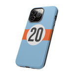Copy of Blue Orange Number 20 Retro Racing Stripe Tough Phone Case Cover