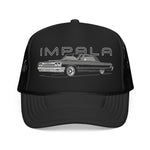 Classic Lowrider Car Foam Trucker Hat Vintage Impala Style Graphic Snapback Cap Retro Street Cruiser Design