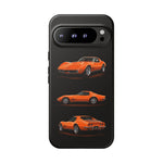 C3 Corvette Art Phone Case Orange, Three-View Vector Cover, Gift