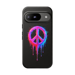 Glitch Peace Sign Phone Case, RGB Melt Digital Art Tough Cover, Gift