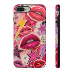 Pop Art Kiss Lip Pattern Phone Case | Bold Lightning Star Collage