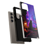 Lo-Fi Cat Neon Rain Window Vaporwave Art Tough Phone Case