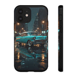 Vintage Teal 1957 Bel Air Classic Car Tough Case | Retro Rainy City Phone Cover