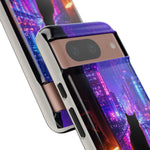 Lo-Fi Cat Neon Rain Window Vaporwave Art Tough Phone Case