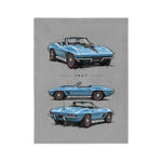 1967 Blue C2 Corvette Convertible Blanket | Classic Car Sketch Throw