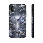 Holographic Silver Stars Grid phone case | Tough Cover