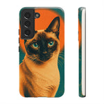 Siamese Cat Retro Halftone Portrait Case - Orange Teal Print