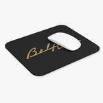 Chevy Bel Air Gold Script Signature Mouse Pad | Black Desk Mat