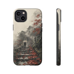 Autumn Temple Steps phone case | Japanese watercolor landscape cover