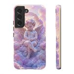 Cherub Cloud Throne Phone Case, Pastel Marble 3D Render Cover