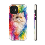 Persian Cat Watercolor Portrait Tough Phone Case - Rainbow
